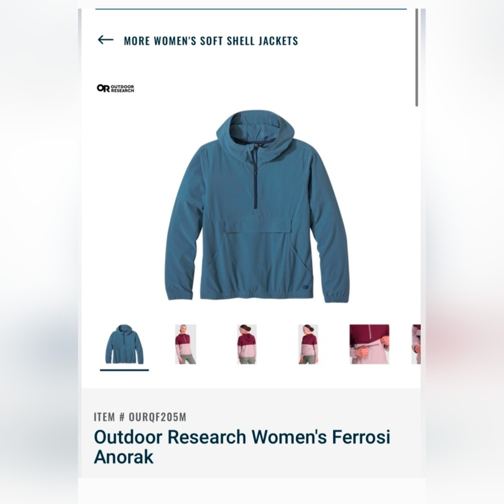 Outdoor Research Womens Ferrosi Anorak Blue Jacket